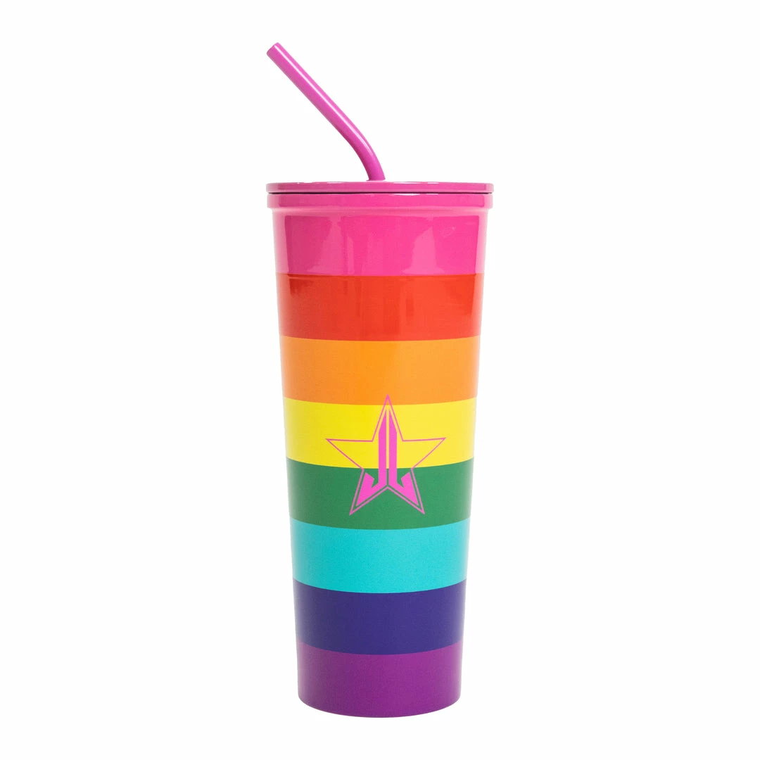New 👏 Jeffree Star Cosmetics Fashion Rainbow Metal Tumbler 👍 1 Jeffree Star Cosmetics Fashion Rainbow Metal Tumbler